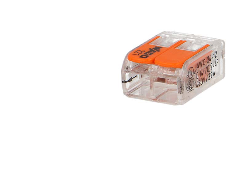 100 connecteur WAGO 2 entrées pour fil souple ou rigide