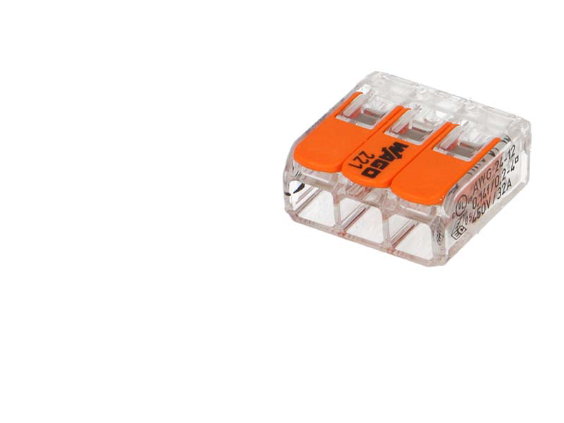 30 mini connecteur WAGO 3 entrées pour fil souple ou rigide