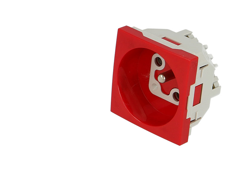 Prise de courant 16A 2P+T rouge Efapel Quadra & Latina (45x45)