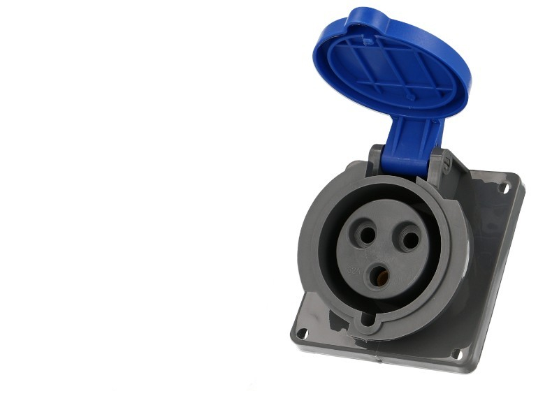 Socle femelle CEE monophasé, 3 x 32A, incliné