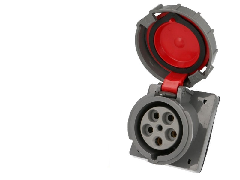 Socle femelle CEE triphasé, 5 x 63A, incliné IP67