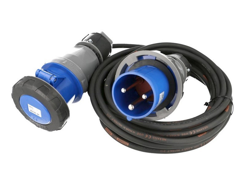 Rallonge electrique etanche monophasée 3x63A, 25 mètres