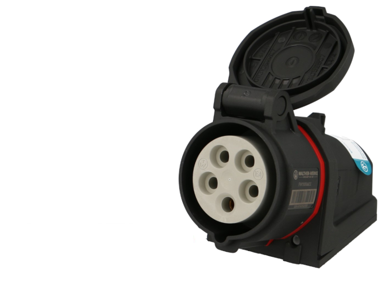 Socle mural femelle CEE triphasé, 5 x 16A Walther Neo