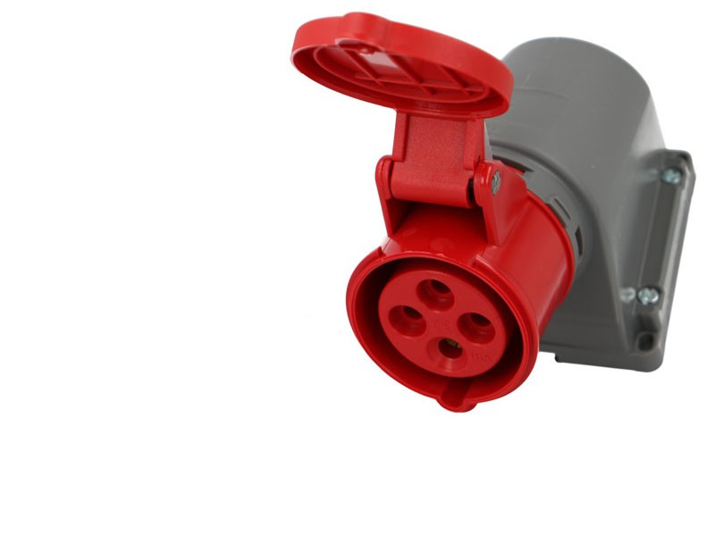 Socle femelle CEE triphasé, 4 x 32A, coudé