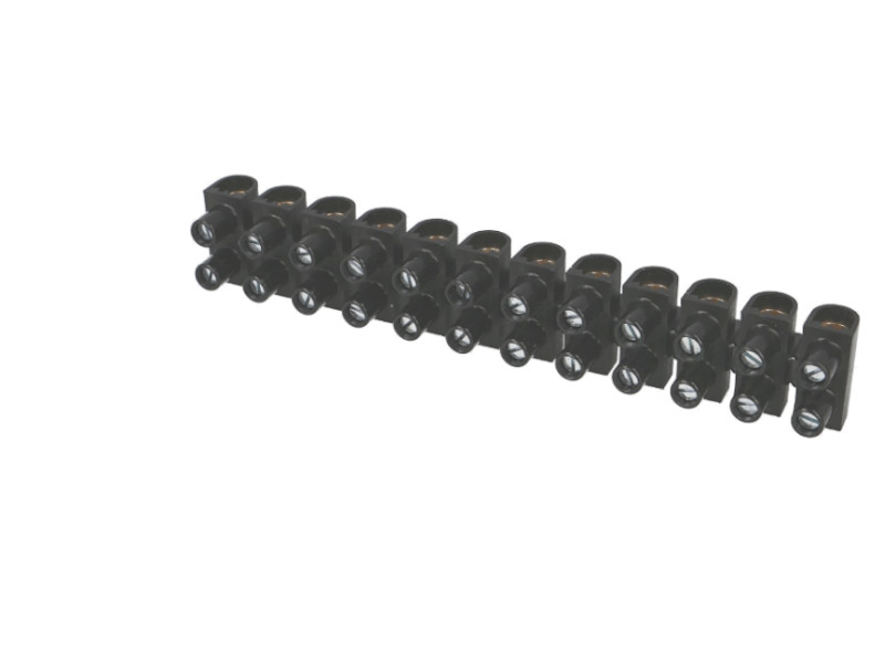 Barrette de connexion domino 12 entrées 10mm² noire 10