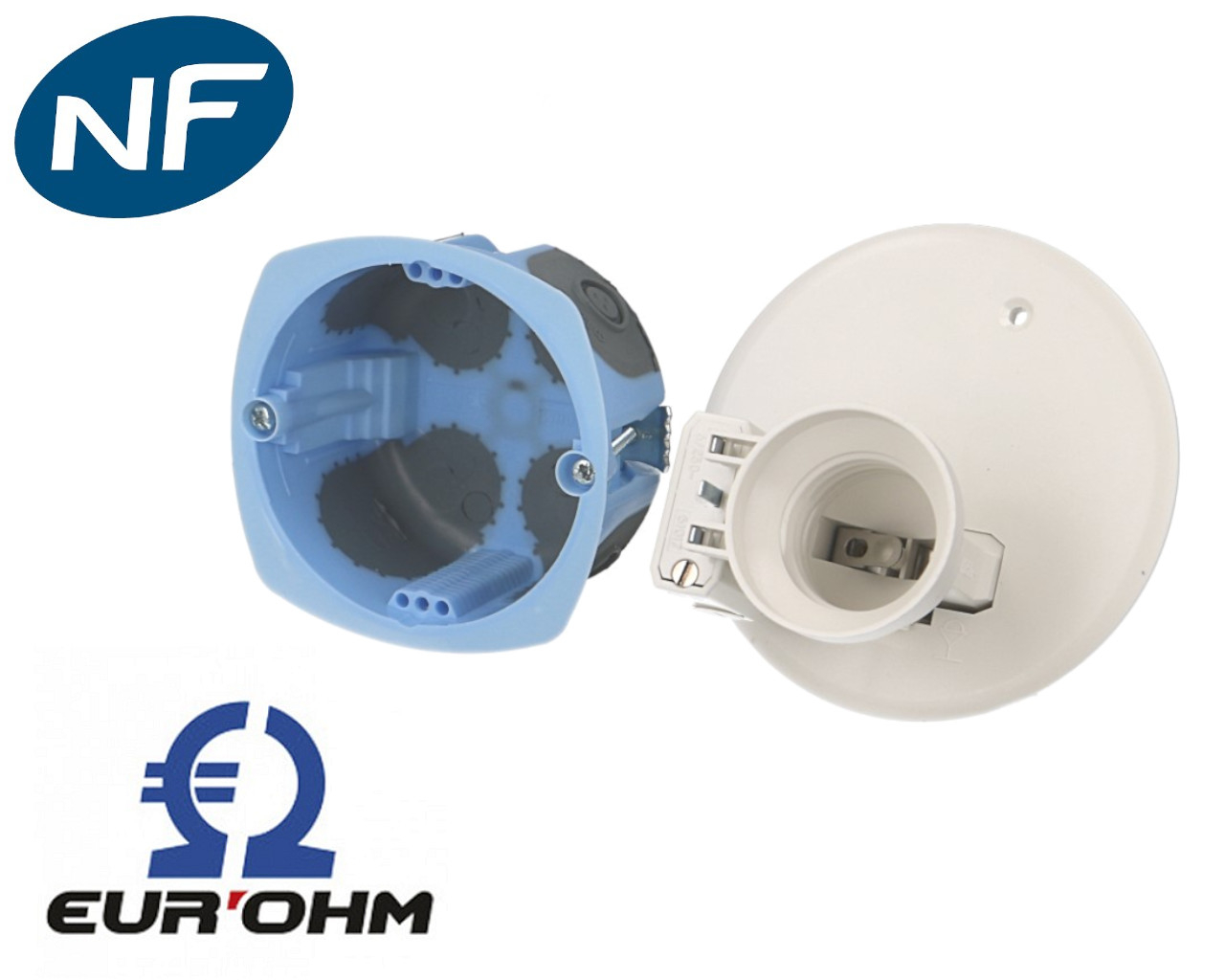 EUR'OHM DCL Wasserdichte Aufputz-Box Air'métic – Ø 54 Mm, Mit E27-Fassung, Inkl. Kabel Und Anschlüssen