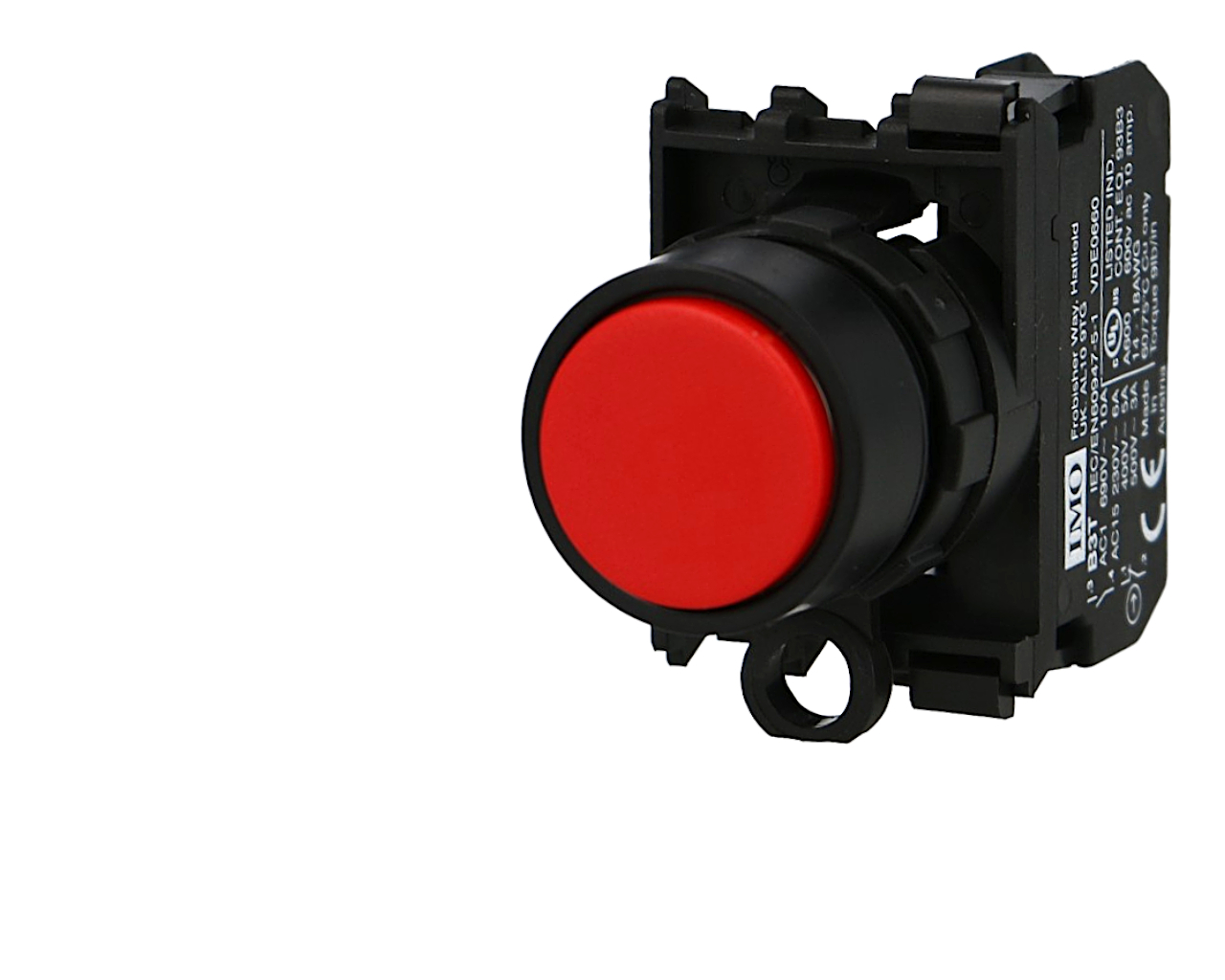 Bouton interrupteur rouge complet IMO Ø22mm, 1NC