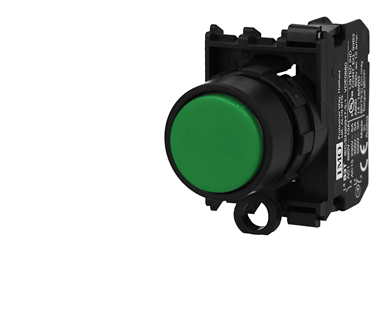 Bouton poussoir vert complet IMO Ø22mm, 1NO