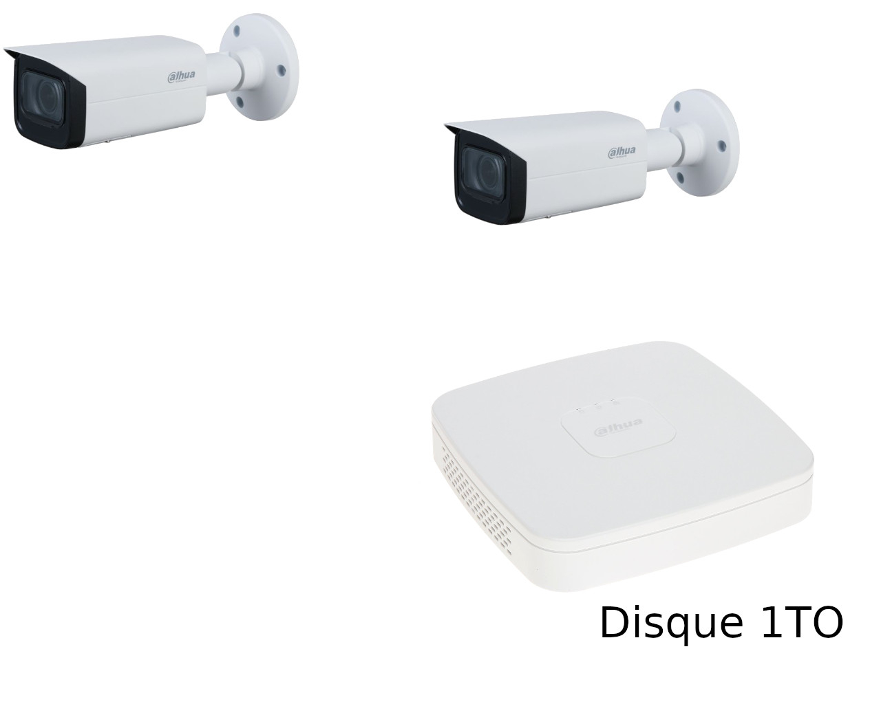 Kit 2 caméras tubulaires bullet Dahua varifocale 4Mpx