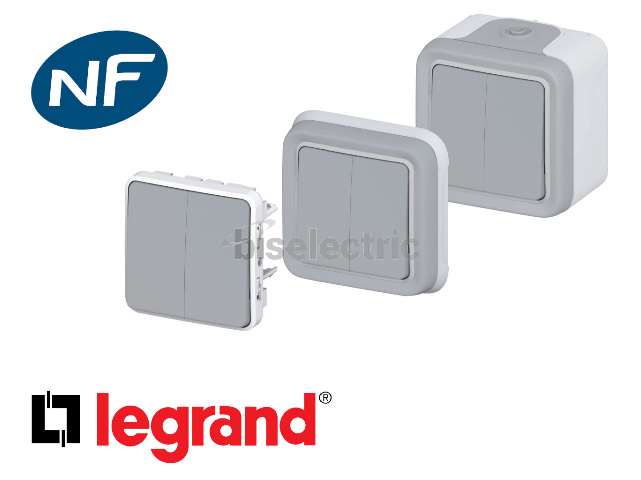Interrupteur va-et-vient double Legrand Plexo™ gris | Plexo™ Legrand