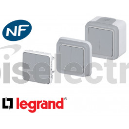 Interrupteur va-et-vient double Legrand Plexo™ gris | Legrand Plexo