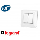 Bouton poussoir double Legrand Mosaic™ complet