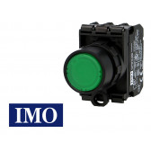 Bouton poussoir lumineux vert complet IMO Ø22mm, 1NO+1NC, LED 230V