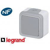 Poussoir simple Legrand Plexo™ gris complète