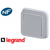 Poussoir simple Legrand Plexo™ gris encastrée