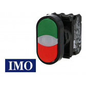 Bouton poussoir lumineux vert & rouge complet IMO Ø22mm, 1NO+1NC, LED 230V