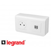 Prise en saillie 2P+T + USB double Legrand Mosaic