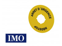 Disque signalétique IMO jaune 60mm "arrêt d'urgence" pour boutonnerie Ø22mm