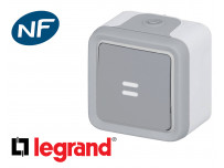 Poussoir lumineux Legrand Plexo™ gris complet