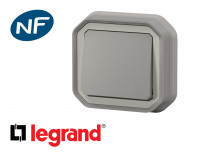 Poussoir simple Legrand Plexo™ gris encastrée
