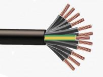 Cable H07RNF "12G" (noir et vert-jaune) à la coupe