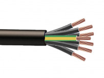 Cable H07RNF "7G" (noir et vert-jaune) à la coupe