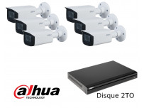 Kit 6 caméras tubulaires "bullet" Dahua varifocale 4Mpx