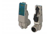 Connecteur RJ45 mâle Cat 6A coudé pour prolongation  