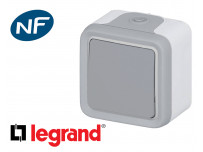 Interrupteur va-et-vient simple Legrand Plexo™ gris complet