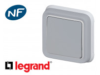 Interrupteur va-et-vient simple Legrand Plexo™ gris encastré