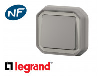 Interrupteur va-et-vient simple Legrand Plexo™ gris encastré