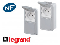 Interrupteur va-et-vient + prise 16A 2P+T Legrand Plexo™ 