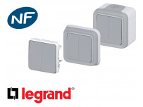 Interrupteur va-et-vient double Plexo™ Legrand gris 