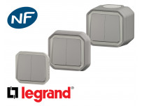 Interrupteur va-et-vient double Legrand Plexo™ gris