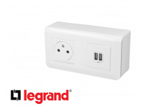 Prise en saillie 2P+T + USB double Legrand Mosaic