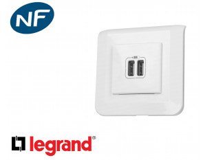 Alimentation USB double Legrand Mosaic™ complet