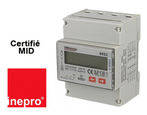 Compteur Electrique Triphasé, double tarif, certifié MID