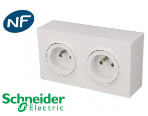 Schneider Odace - Double prise de courant Complète - 2 x 2P+T 16A + Plaque  - Réf : LOT1762 - ELECdirect Vente Matériel Électrique