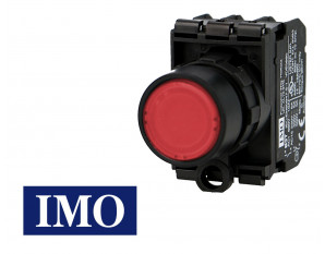 Bouton poussoir lumineux rouge complet IMO Ø22mm, 1NO+1NC, LED 24V