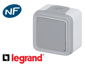 Poussoir simple Legrand Plexo™ gris complète