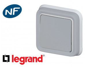 Poussoir simple Legrand Plexo™ gris encastrée