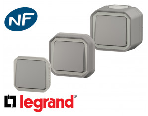 Poussoir simple Legrand Plexo™ gris