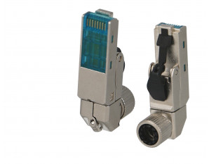 Connecteur RJ45 mâle Cat 6A coudé pour prolongation  