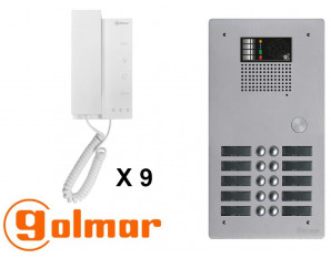 Kit interphone avec 9 combinés GOLMAR Collectif