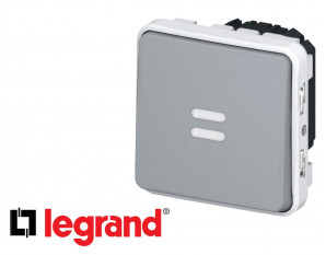 Interrupteur temporisé à voyant Legrand Plexo™ gris composable