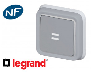 Interrupteur temporisé à voyant Legrand Plexo™ gris encastré