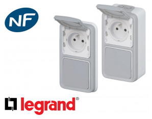 Interrupteur va-et-vient + prise 16A 2P+T Legrand Plexo™ 
