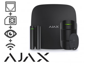 Alarme sans fil AJAX HUB2 (GSM + Ethernet + Wi-Fi), avec fonction levée de doute, noire