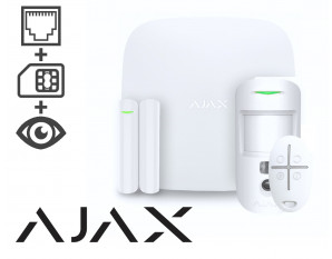 Alarme sans fil AJAX HUB2 (GSM + Ethernet), avec fonction levée de doute, blanche
