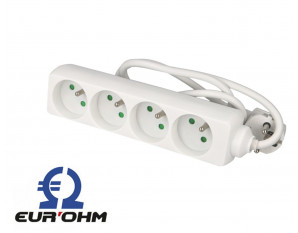 Multiprise 4 prises avec câble 1m sans interrupteur Eur'ohm
